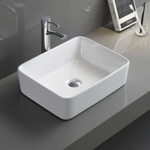Lavabo Rectangulaire Moderne En Céramique 40x30x13.5 Cm - Blanc