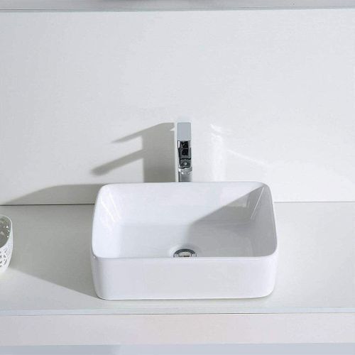 Lavabo Rectangulaire Moderne En Céramique 40x30x13.5 Cm - Blanc