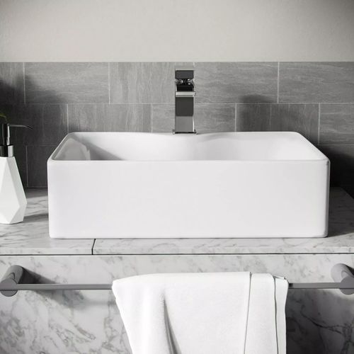 Lavabo Carré Moderne Céramique 48x37x13,5 Cm - Blanc