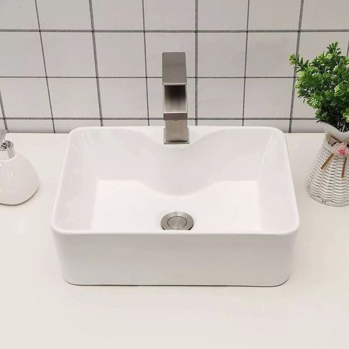 Lavabo Carré Moderne Céramique 48x37x13,5 Cm - Blanc