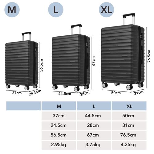 Set De Valises 3 Pièces Abs Poignée Télescopique Serrure Tsa Capacité Extensible Voyages D'affaires