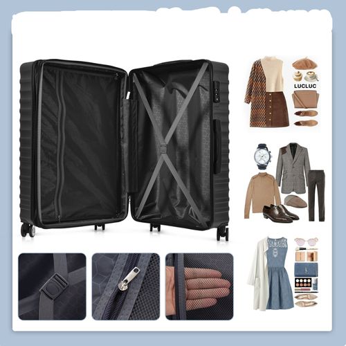 Set De Valises 3 Pièces Abs Poignée Télescopique Serrure Tsa Capacité Extensible Voyages D'affaires