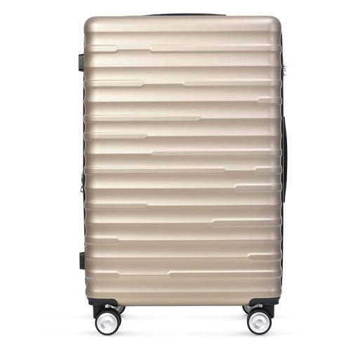 Set De Valises 3 Pièces Abs Poignée Télescopique Capacité Extensible Voyages D'affaires Doré