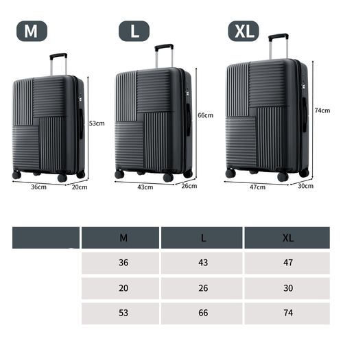 Set De Valises 3 Pièces Pp Capacité Extensible Poignée Télescopique Voyages D'affaires Rotation 360°