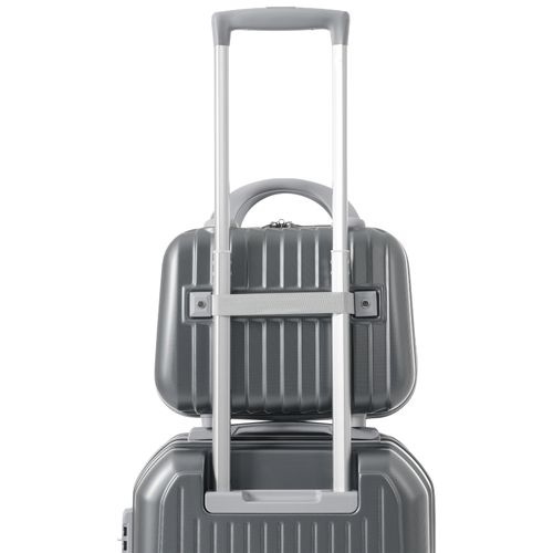 Set De Valises 4 Pièces Plastique Abs Robuste Poignée Télescopique Voyages D'affaires Gris
