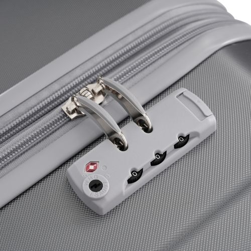 Set De Valises 4 Pièces Plastique Abs Robuste Poignée Télescopique Voyages D'affaires Gris