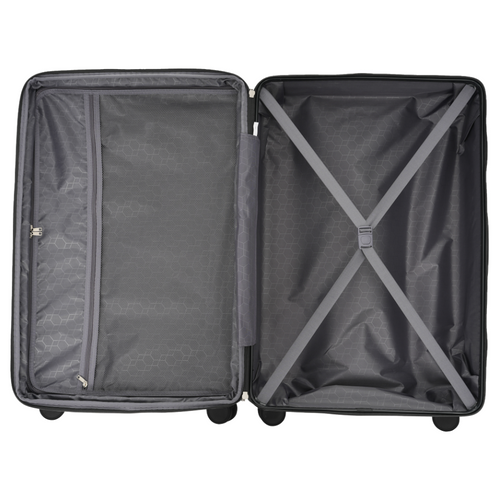 Set De Valises 3 Pièces Plastique Abs Robuste Poignée Télescopique Voyages D'affaires Gris