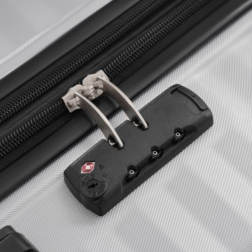 Set De Valises 3 Pièces Plastique Abs Robuste Poignée Télescopique Voyages D'affaires Gris