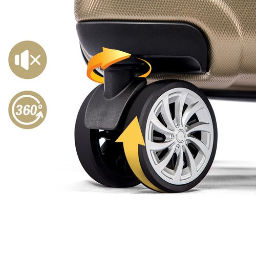 Set De Valises Lot De 3 Abs Poignée Télescopique Serrure Tsa Capacité Extensible Voyages Doré