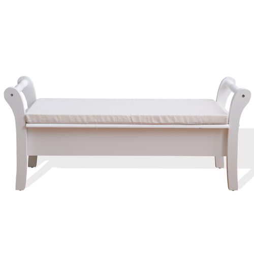 Banc De Jardin Coffre 2 Tiroir Bois Blanc Provençal 47,5x108,5x40