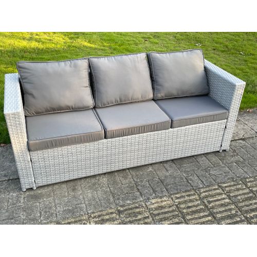 Salon De Jardin En Rotin Ave Canapé ,chaise, Table Basse Tabourets Table D'appoint Gris Clair