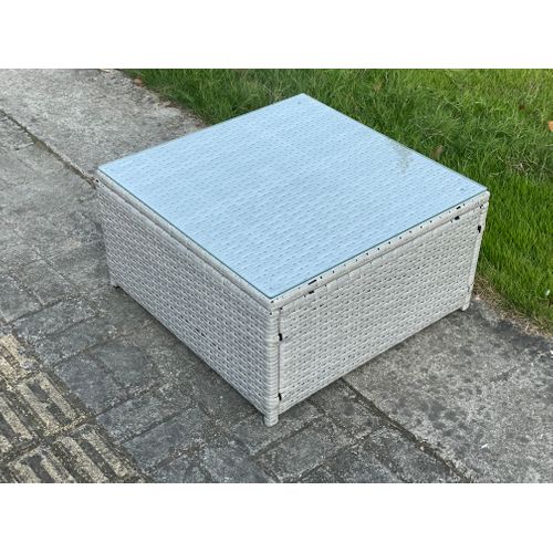 Salon De Jardin En Rotin Ave Canapé ,chaise, Table Basse Tabourets Table D'appoint Gris Clair