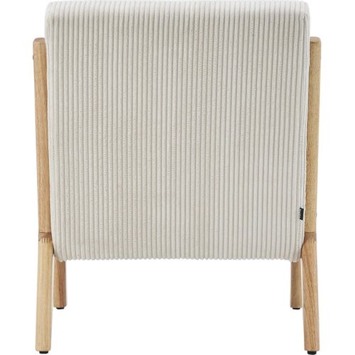 Fauteuil En Bois Et Velours Côtelé Beige - Lanna