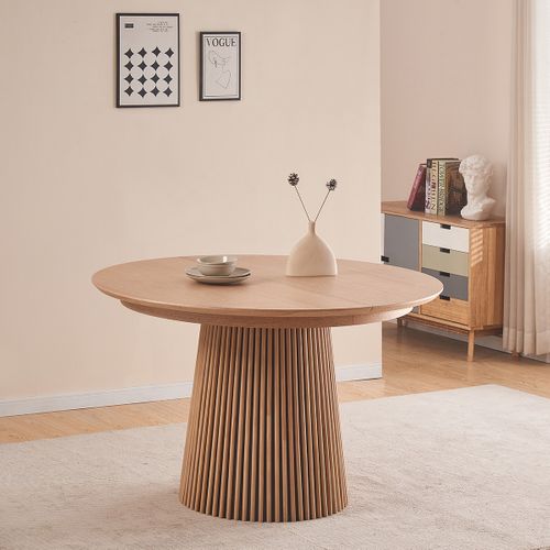 Table à Manger Ronde Extensible En Bois 4 à 8 Personnes - 120/200 Cm - Ada