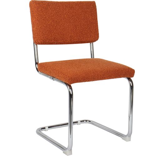 Lot De 2 Chaises En Tissu Bouclé Rouille Et Métal Chromé - Dulce