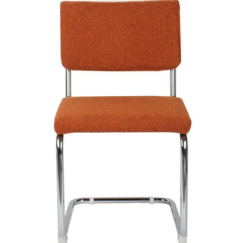 Lot De 2 Chaises En Tissu Bouclé Rouille Et Métal Chromé - Dulce