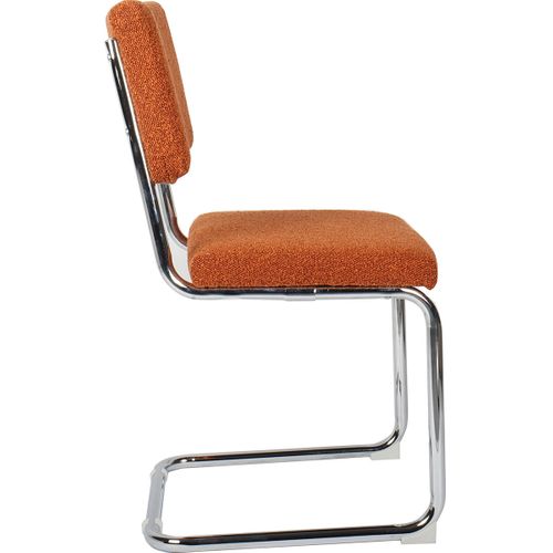 Lot De 2 Chaises En Tissu Bouclé Rouille Et Métal Chromé - Dulce