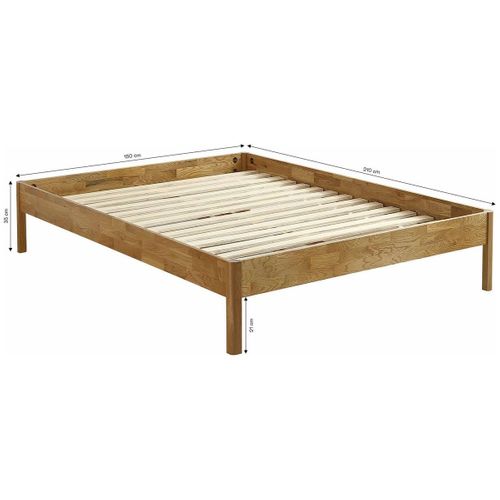 Lit Adulte 140x190 Cm En Chêne Massif - Aina