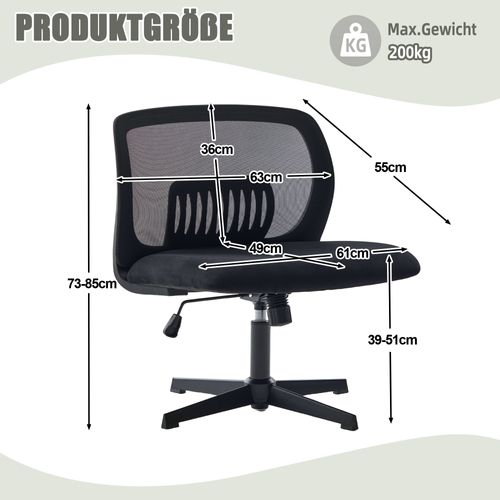 Fauteuil De Bureau Chaise Bureau Roulettes Réglable Hauteur Pivotante à 360°velours Noir