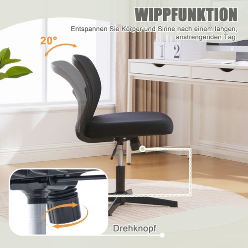 Fauteuil De Bureau Chaise Bureau Roulettes Réglable Hauteur Pivotante à 360°velours Noir
