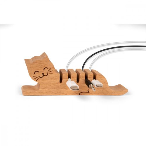 Porte Câbles Chat Naturel