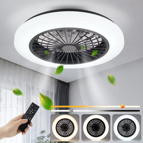 Ventilateur De Plafond LED Blanc Avec Éclairage - Ventilateur Silencieux 40 W