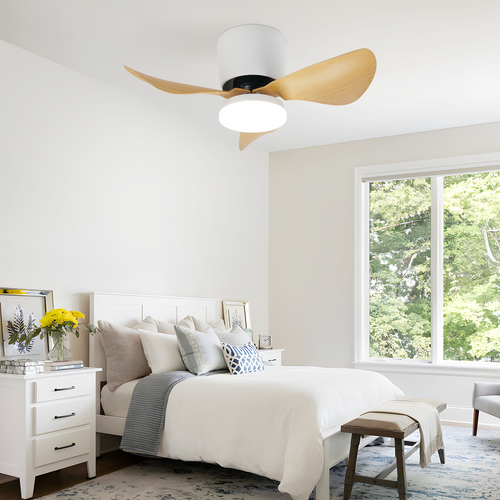 Ventilateur Plafond LED 70cm - 6 Vitesses 23w Dimmable Télécommande Silencieux Été/hiver