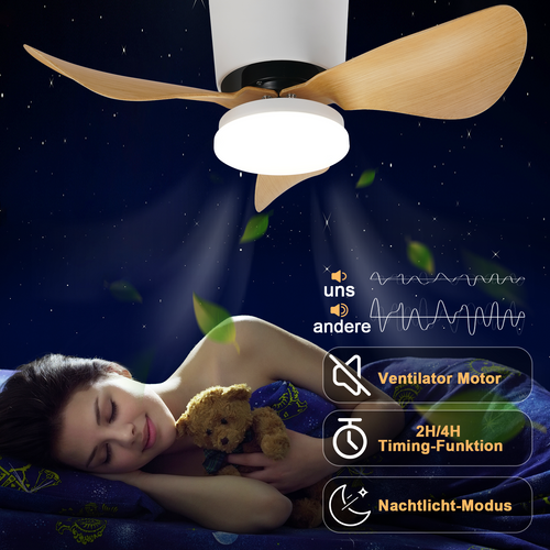 Ventilateur Plafond LED 70cm - 6 Vitesses 23w Dimmable Télécommande Silencieux Été/hiver