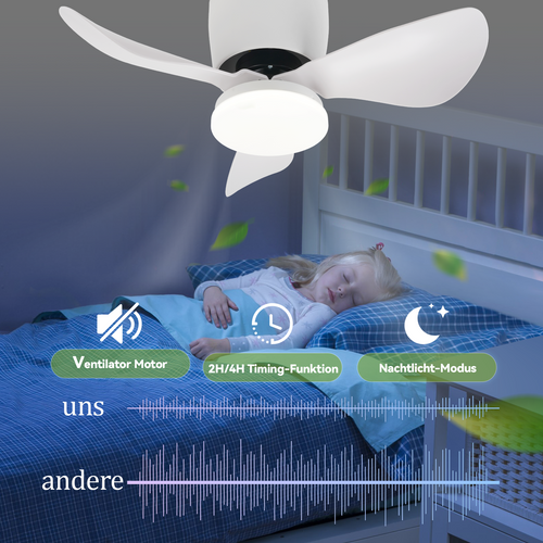 ZMH Ventilateur Plafond LED 70cm - 23W Blanc Dimmable Télécommande 6 Vitesses Été/Hiver