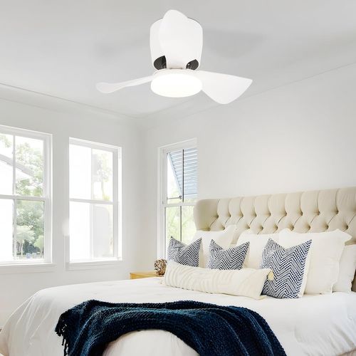 ZMH Ventilateur Plafond LED 70cm - 23W Blanc Dimmable Télécommande 6 Vitesses Été/Hiver