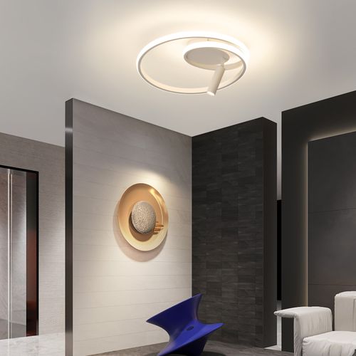 Plafonnier LED Dimmable : 40cm 37w Blanc Avec Télécommande Lampe De Cuisine