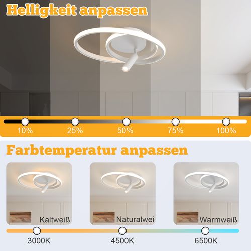 Plafonnier LED Dimmable : 40cm 37w Blanc Avec Télécommande Lampe De Cuisine