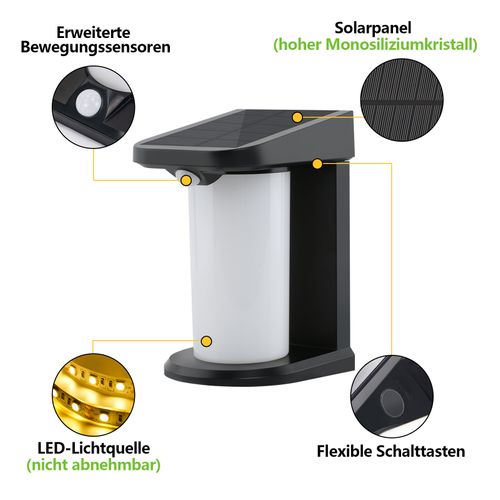 Luminaire Mural Solaire Lot De 2 Extérieures Étanche Lumière LED Blanc Chaud 3000k