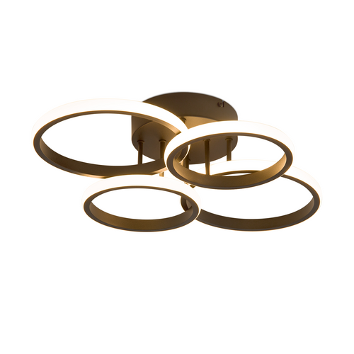 Plafonnier LED Design Moderne Noir 48w 55cm Dimmable Avec Télécommande  Chambre Ou Cuisine.