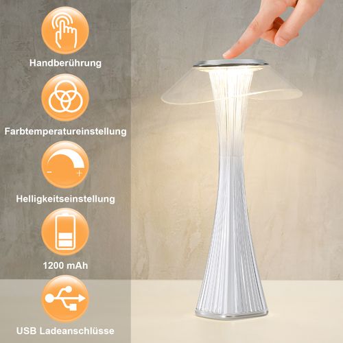 LED Lampe De Table Touch Dimmable 3000-6500k Blanc Pour Chambre à Coucher Salon
