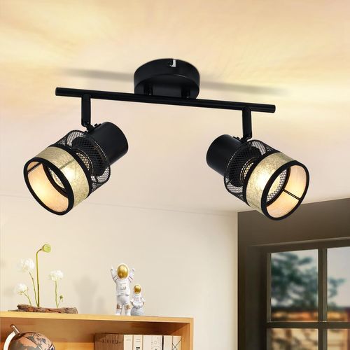 Plafonnier Spot E27 Noir - Orientable 330° Vintage Pour Salon