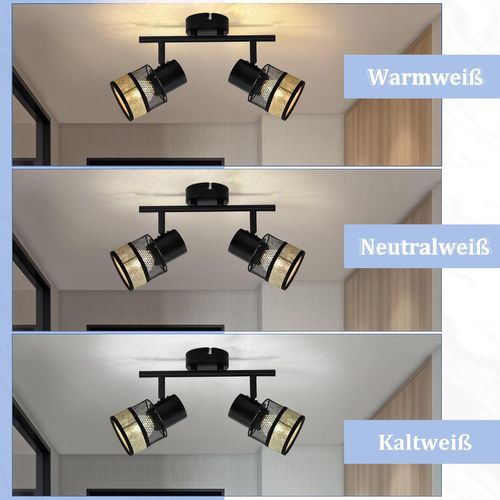 Plafonnier Spot E27 Noir - Orientable 330° Vintage Pour Salon