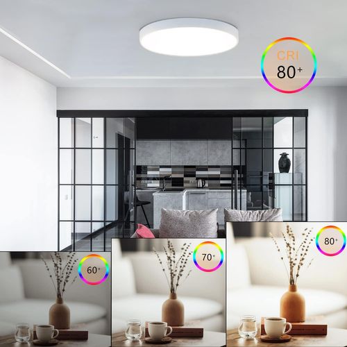 Plafonnier LED Plat Blanc 17 W Pour Salon, Salle De Bain, Étanche Ip44