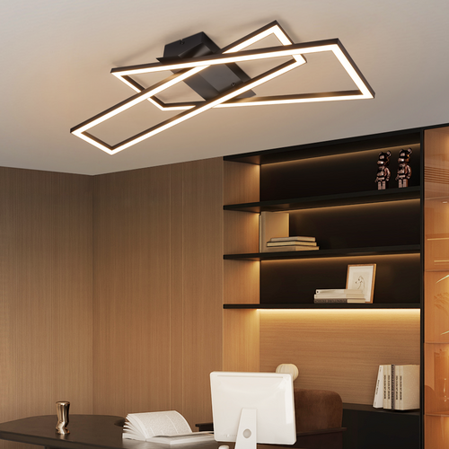 Plafonnier LED Salon Moderne à Intensité Variable 36 W 3000K -6500K Noir