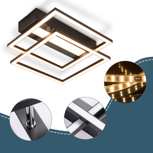 Plafonnier LED Pour Cuisine – Lampe De Cuisine à Intensité Variable 42 W Noir Lampe De Chambre