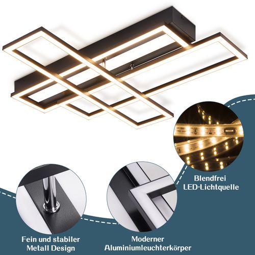 Plafonnier LED Pour Salon - 54 W - Noir - Intensité Variable - Design Moderne - Lampe De Cuisine
