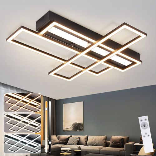 Plafonnier LED Pour Salon - 54 W - Noir - Intensité Variable - Design Moderne - Lampe De Cuisine