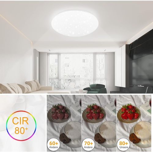 Plafonnier LED Plafonnier Chambre - Ø30cm Lampe Chambre Ciel Étoilé Lampe Cuisine Ronde 18w