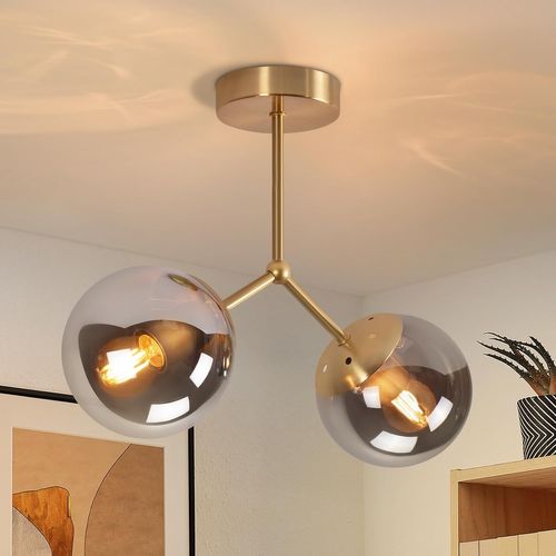 Plafonnier En Verre Pour Couloir : Plafonnier Vintage E27 Pour Couloir En Boule Dorée