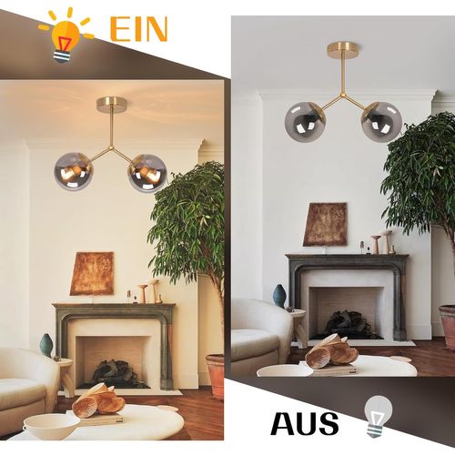 Plafonnier En Verre Pour Couloir : Plafonnier Vintage E27 Pour Couloir En Boule Dorée