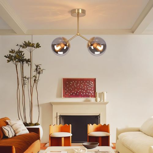 Plafonnier En Verre Pour Couloir : Plafonnier Vintage E27 Pour Couloir En Boule Dorée