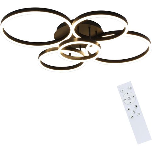 Plafonnier LED Plafonnier Salon : Lampe De Salon Dimmable 78w Avec Télécommande 5 Anneaux