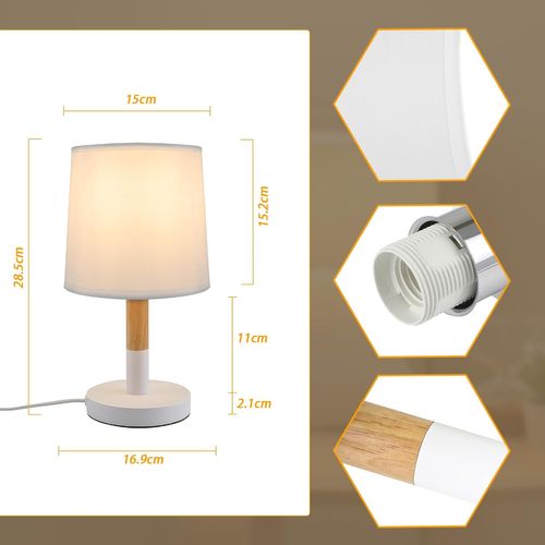 Lampe De Table Salon Douille E27 Lampe De Chevet Moderne Abat-jour Blanc