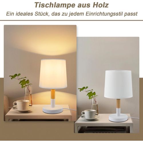 Lampe De Table Salon Douille E27 Lampe De Chevet Moderne Abat-jour Blanc