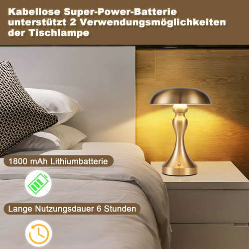 Lampe De Table Sans Fil Lampe De Table Tactile En Bronze Doré Avec Batterie Rechargeable USB